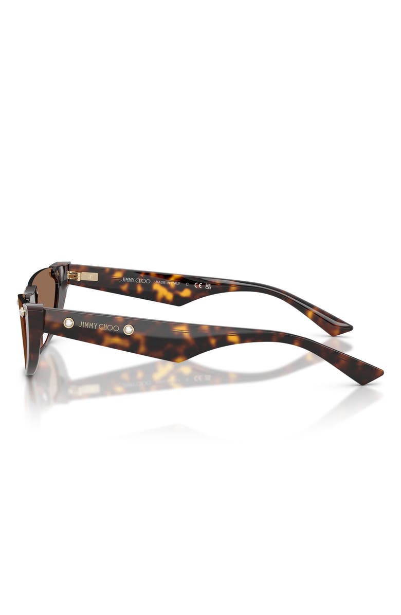 Jimmy Choo 53mm Semi Rimless Oval Sunglasses, Alternate, color, Havana / Dark Brown