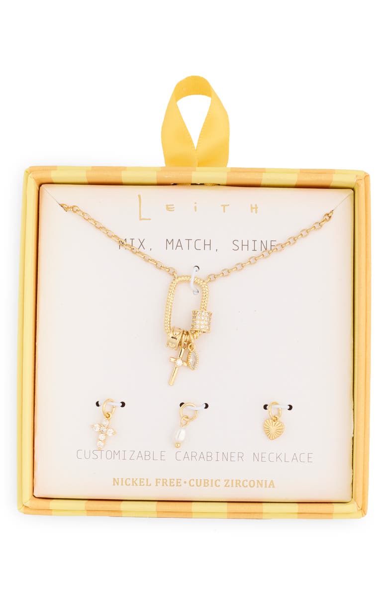 Leith Carabiner Charm Necklace, Main, color, Cross- Gold Multi