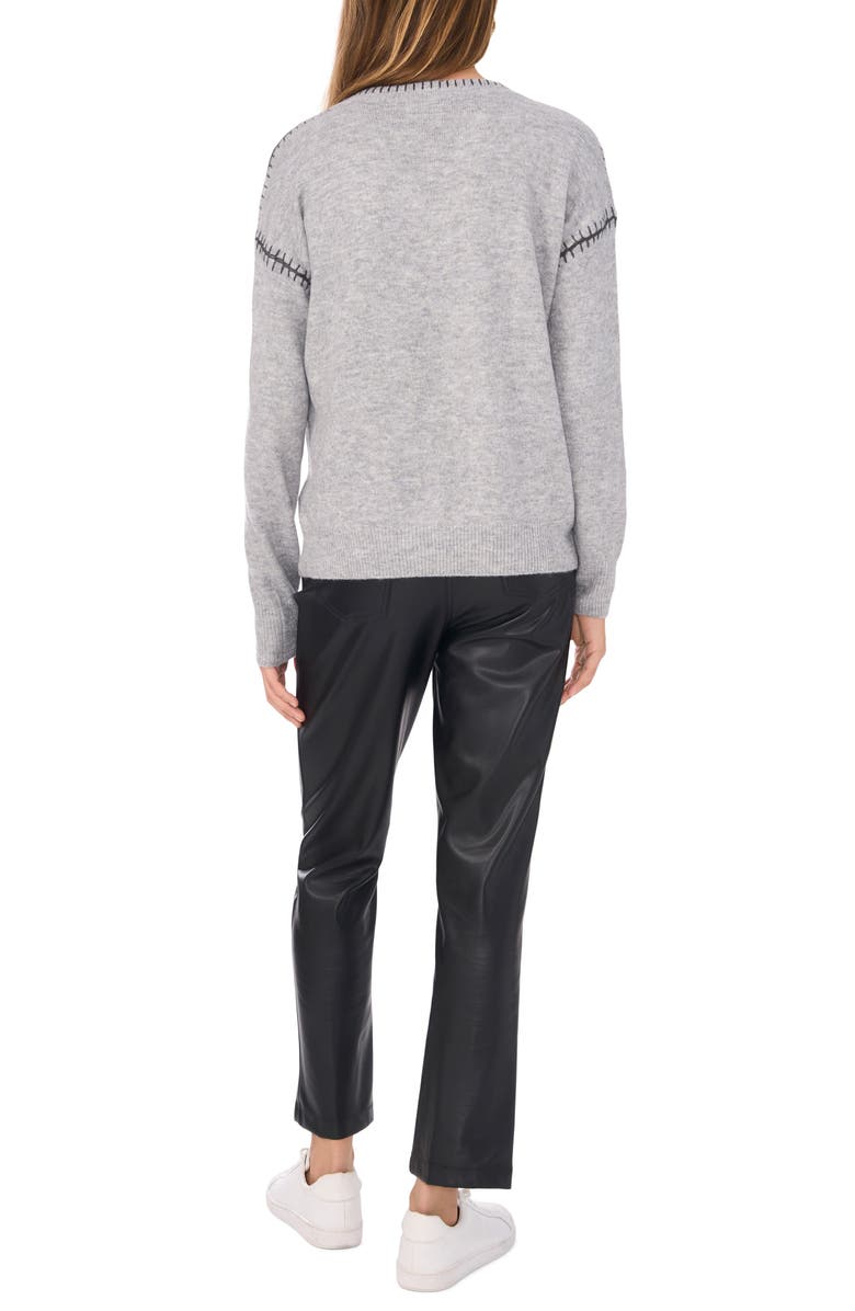 Vince Camuto Whipstitch V-Neck Sweater, Alternate, color, 