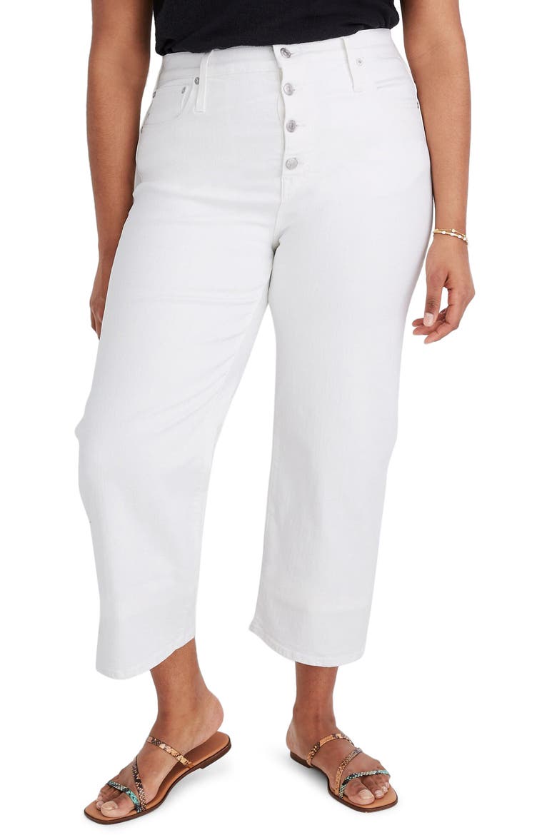 Slim Wide-Leg Crop Jeans: Button-Front Edition, Alternate, color, TILE WHITE