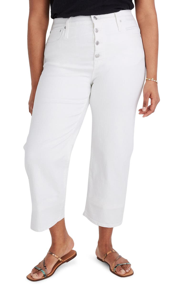 Madewell Slim Wide-Leg Crop Jeans: Button-Front Edition, Alternate, color, 