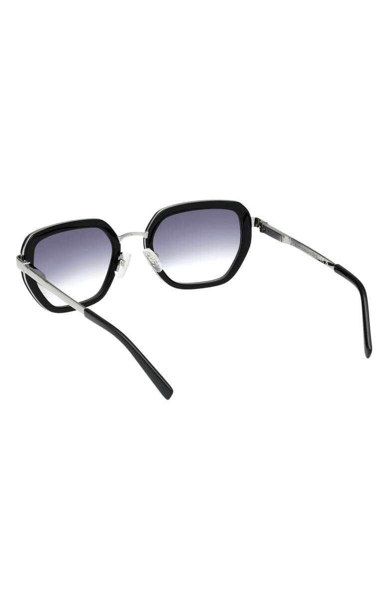 ABERCROMBIE & FITCH 53mm Gradient Geometric Sunglasses, Alternate, color, Shiny Black / Gradient Smoke