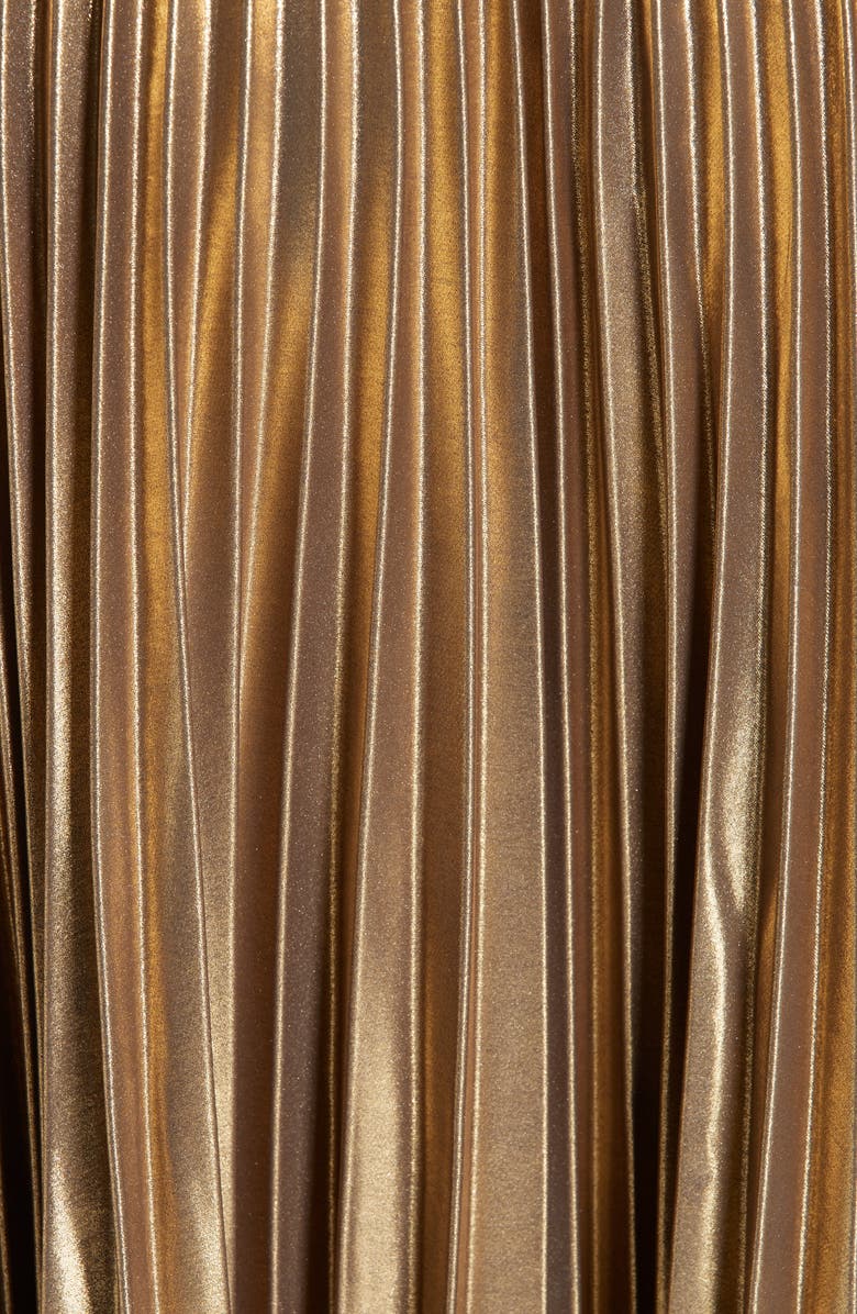 Dries Van Noten Pleated Metallic Skirt, Alternate, color,