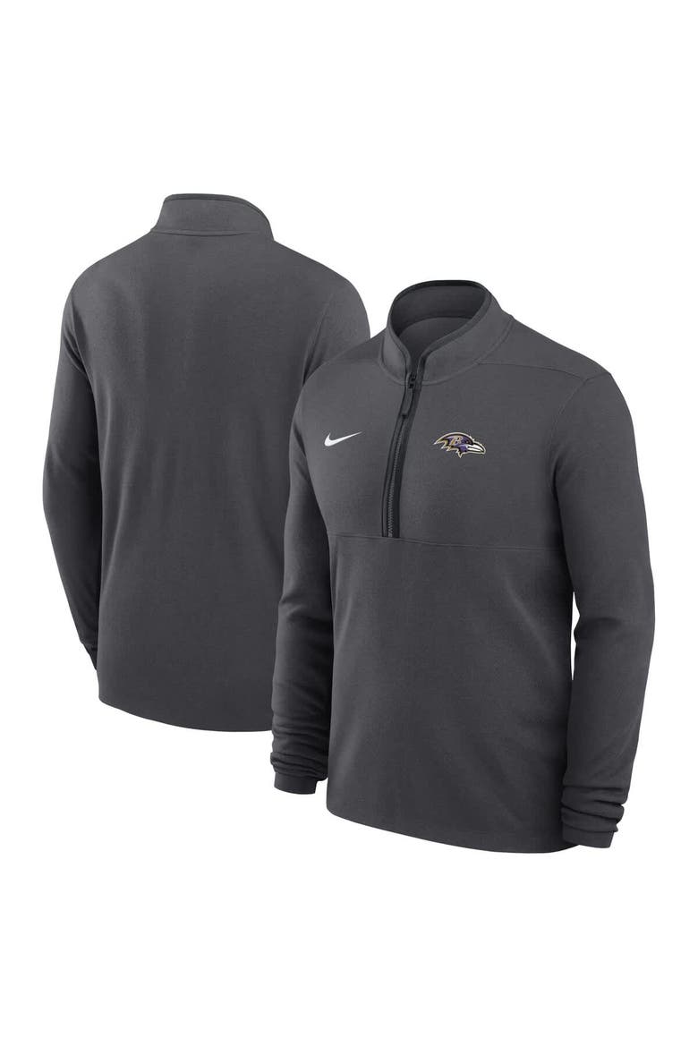 Men's Nike Anthracite Baltimore Ravens Lightweight Victory Dri-FIT Half-Zip Pullover, Main, color, Anthracite