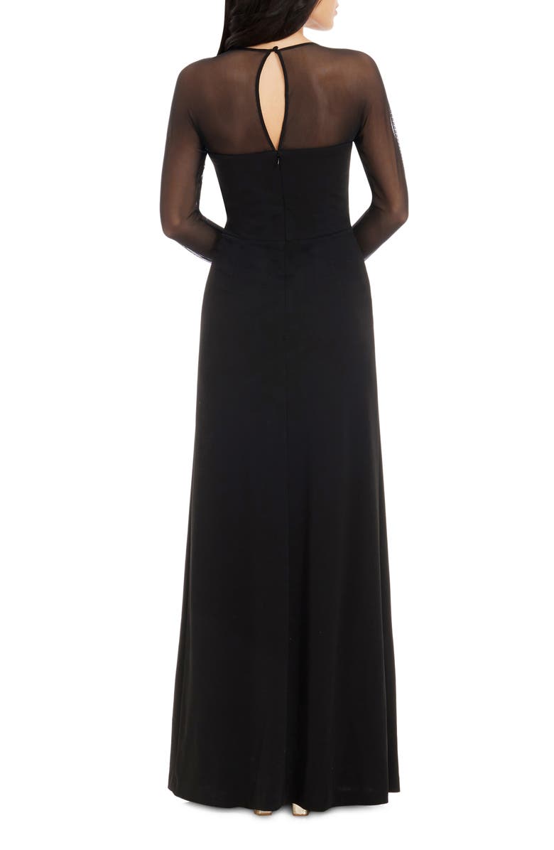 Dress the Population Maxwell Square Neck Long Sleeve Gown, Alternate, color, Black