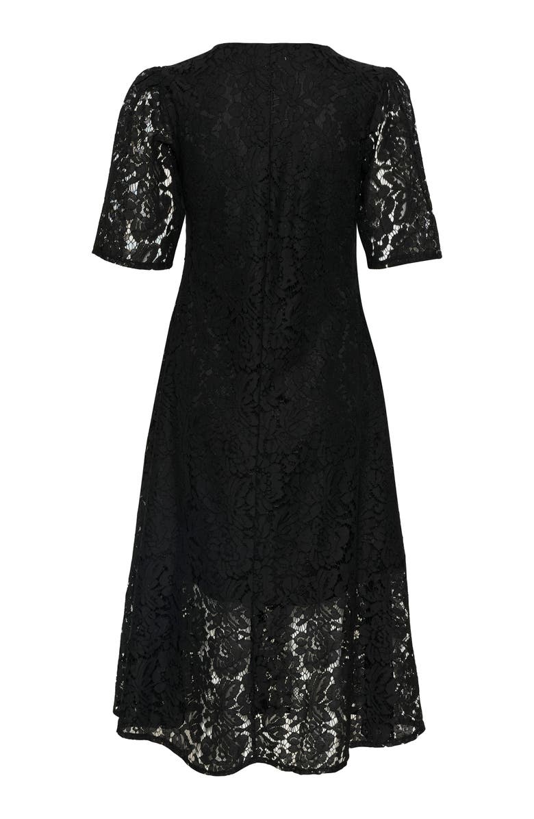 Kaffe Kanomi Lace V-Neck Midi Dress, Alternate, color, Black Deep