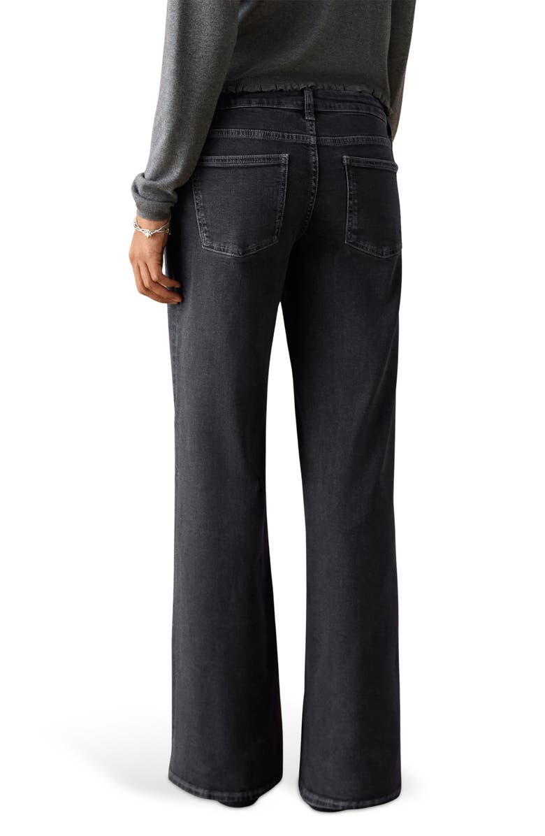 MANGO TEEN Studded Low Rise Wide Leg Jeans, Alternate, color, Black Denim