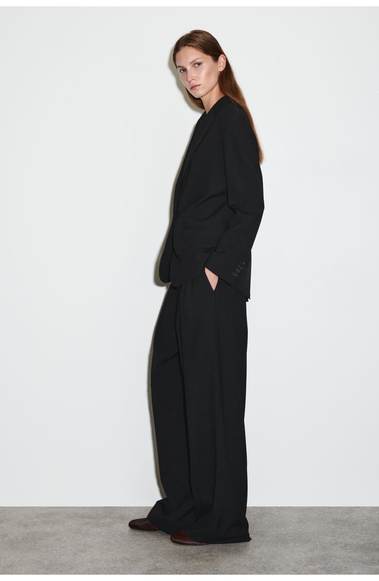 COS Wool-blend Blazer, Alternate, color, Black