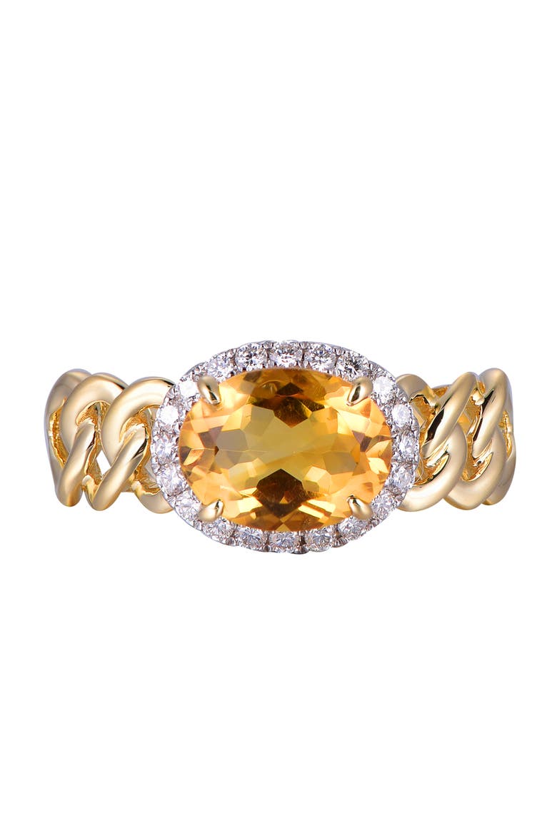 Citrine Ring with Diamonds, Alternate, color, Citrine Orange
