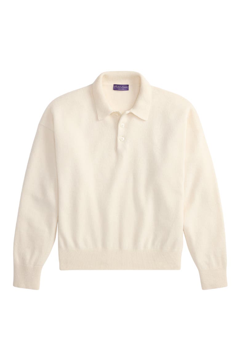 Long Sleeve Cashmere & Alpaca Rugby Polo Sweater, Alternate, color, CLASSIC CREAM