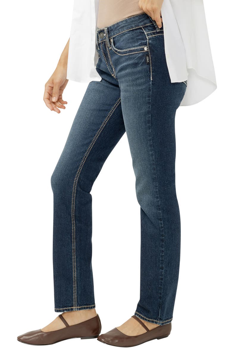 Silver Jeans Co. Suki Curvy Mid Rise Straight Leg Jeans, Alternate, color, Aubrey