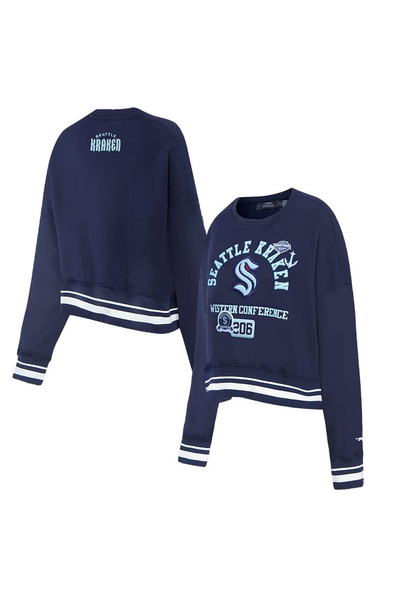 Women's Pro Standard  Deep Sea Blue Seattle Kraken Area Code Cropped Pullover Sweatshirt, Alternate, color, Navy