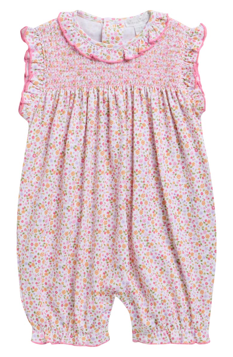 Kissy Kissy Floral Smocked Pima Cotton Bubble Romper, Main, color, Pink Multi