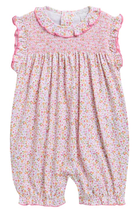 Floral Smocked Pima Cotton Bubble Romper (Baby)
