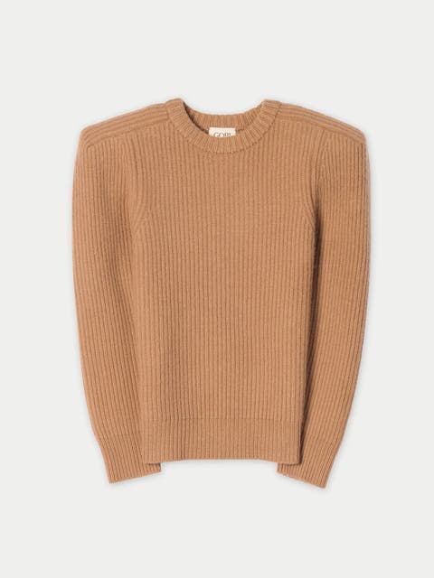 Sculpted-Shoulder Cashmere Sweater