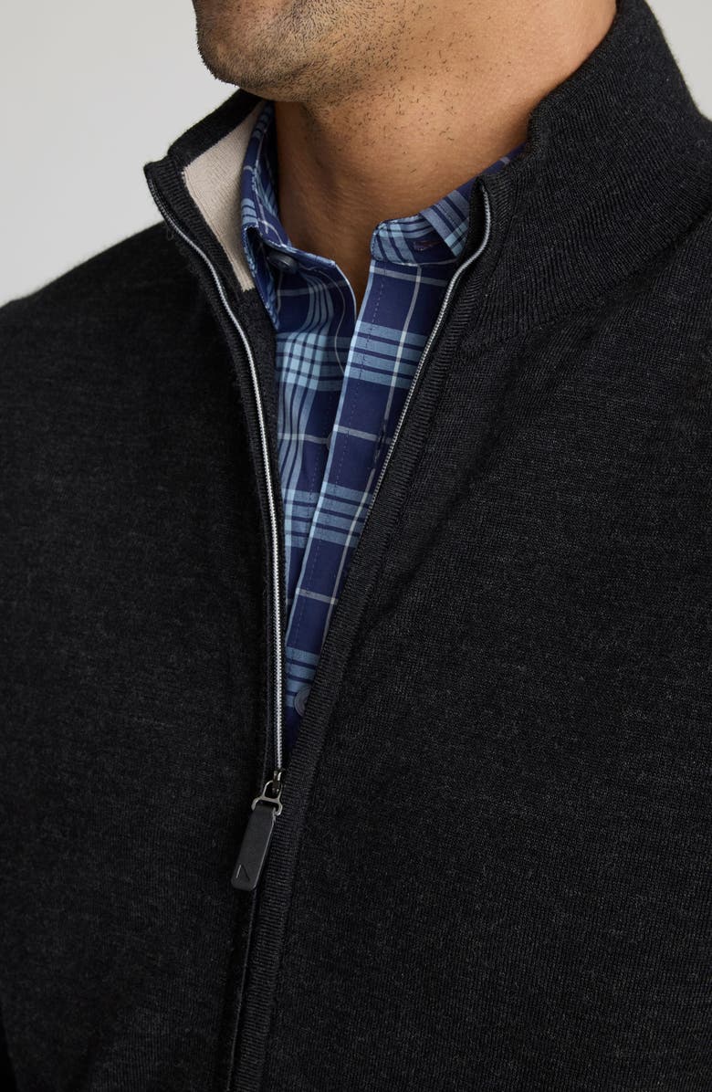 UNTUCKit Alston Merino Wool Zip Cardigan, Alternate, color, Dark Grey