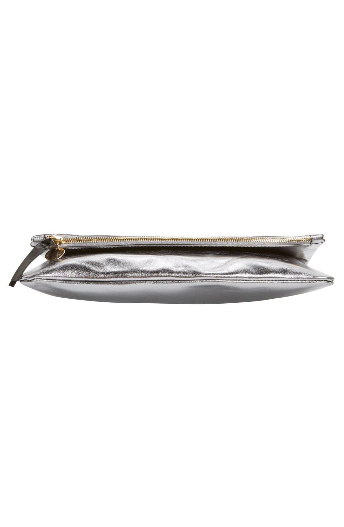 Clare V. 'Maison' Metallic Leather Foldover Clutch, Alternate, color, 