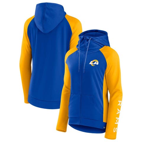 Women's Fanatics Branded Royal/Gold Los Angeles Rams End Around Lightweight Raglan Full-Zip Hoodie Jacket