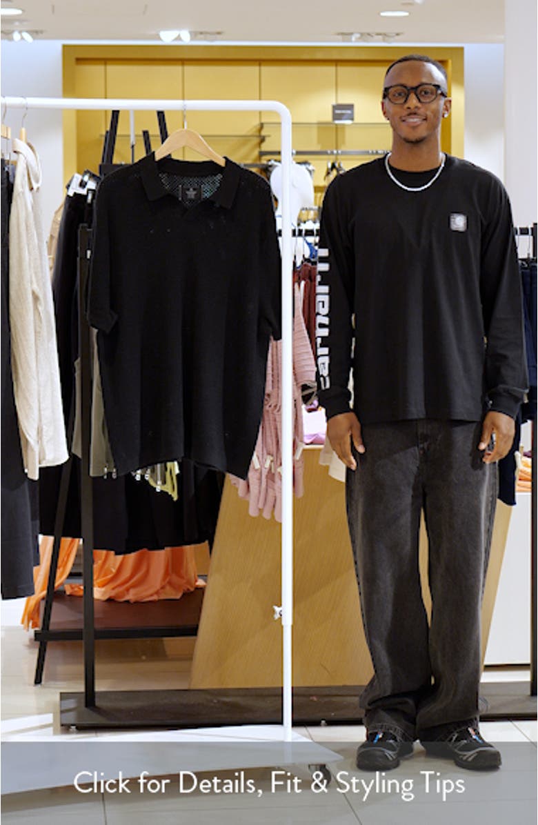 Victor Johnny Collar Cotton & Linen Mesh Stitch Polo Sweater, sales video thumbnail