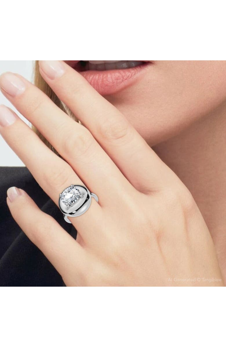 Bliss Diamond 1Ct Diamond Bezel Stackable Button Engagement Ring 14k Gold or Pt Lab Grown, Alternate, color, 14K White Gold