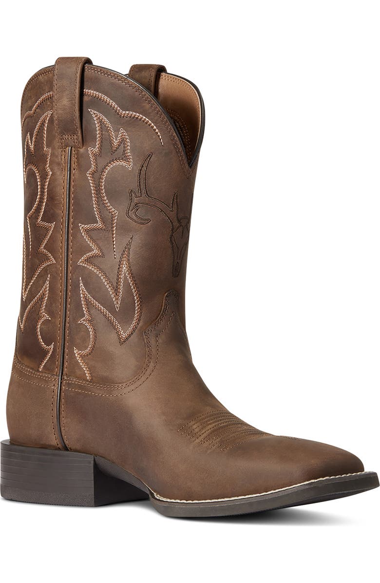 Ariat Sport Outdoor Square Toe Cowboy Boot, Alternate, color, Distressed Brown