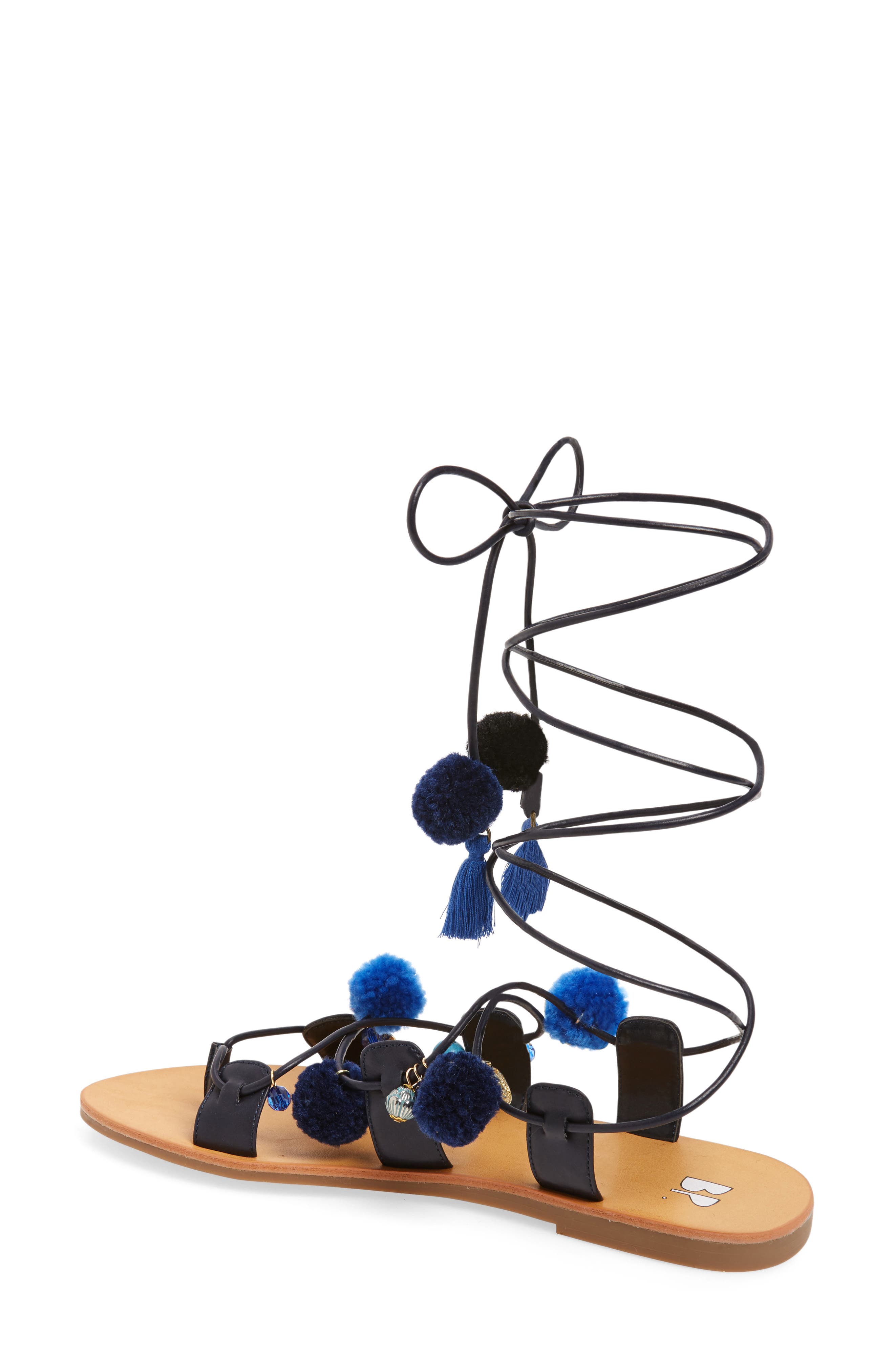 BP. Laney Pompom Lace-Up Sandal, Alternate, color, 