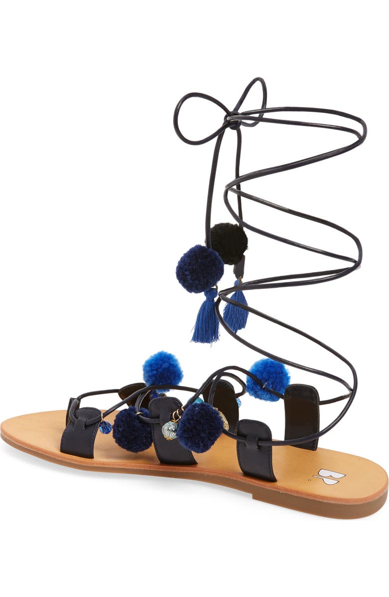 BP. Laney Pompom Lace-Up Sandal, Alternate, color,