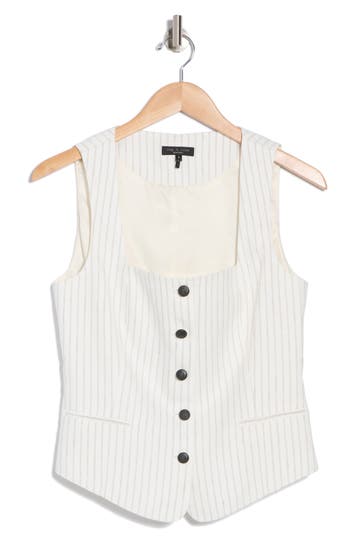 Rag & Bone Mariana Twill Vest In Ivory Stripe