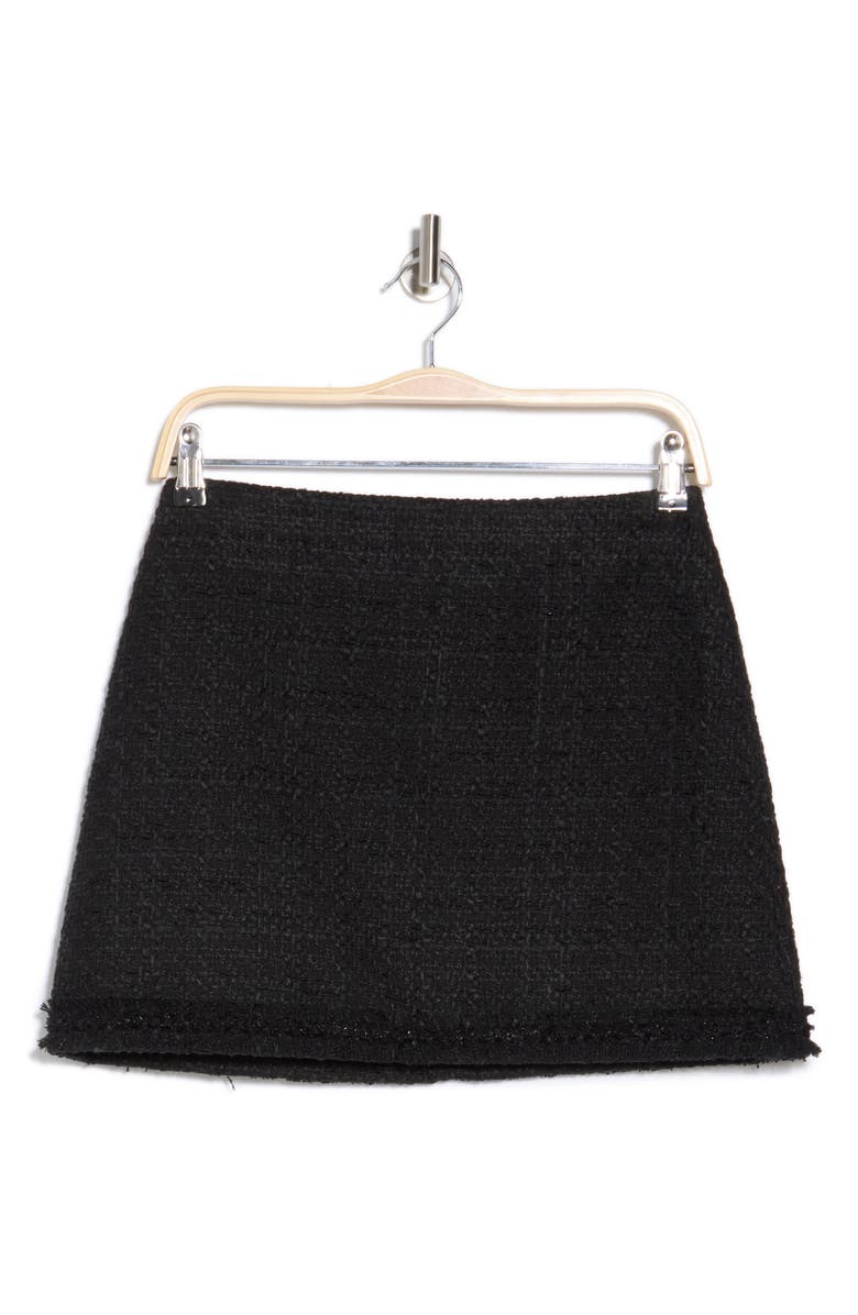 Alice + Olivia Riley Fringe Edge Tweed Miniskirt, Alternate, color,