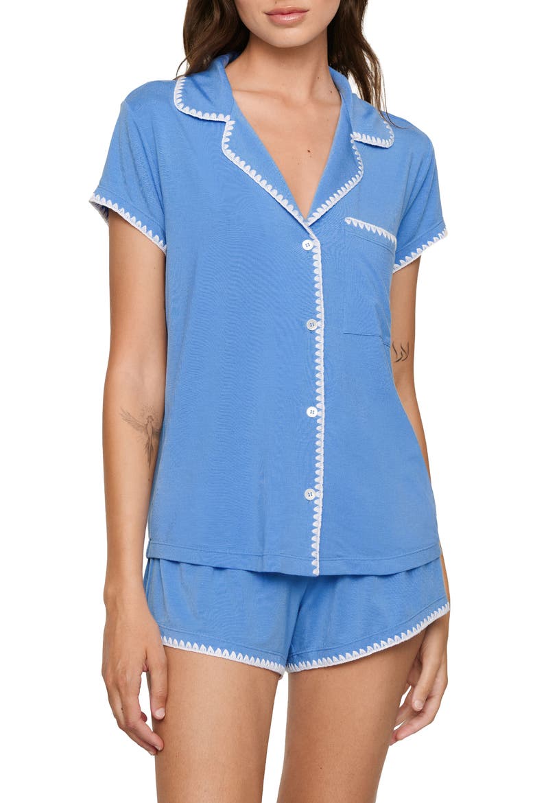Frida Short Pajamas, Main, color, CORNFLOWER BLUE/WHITE