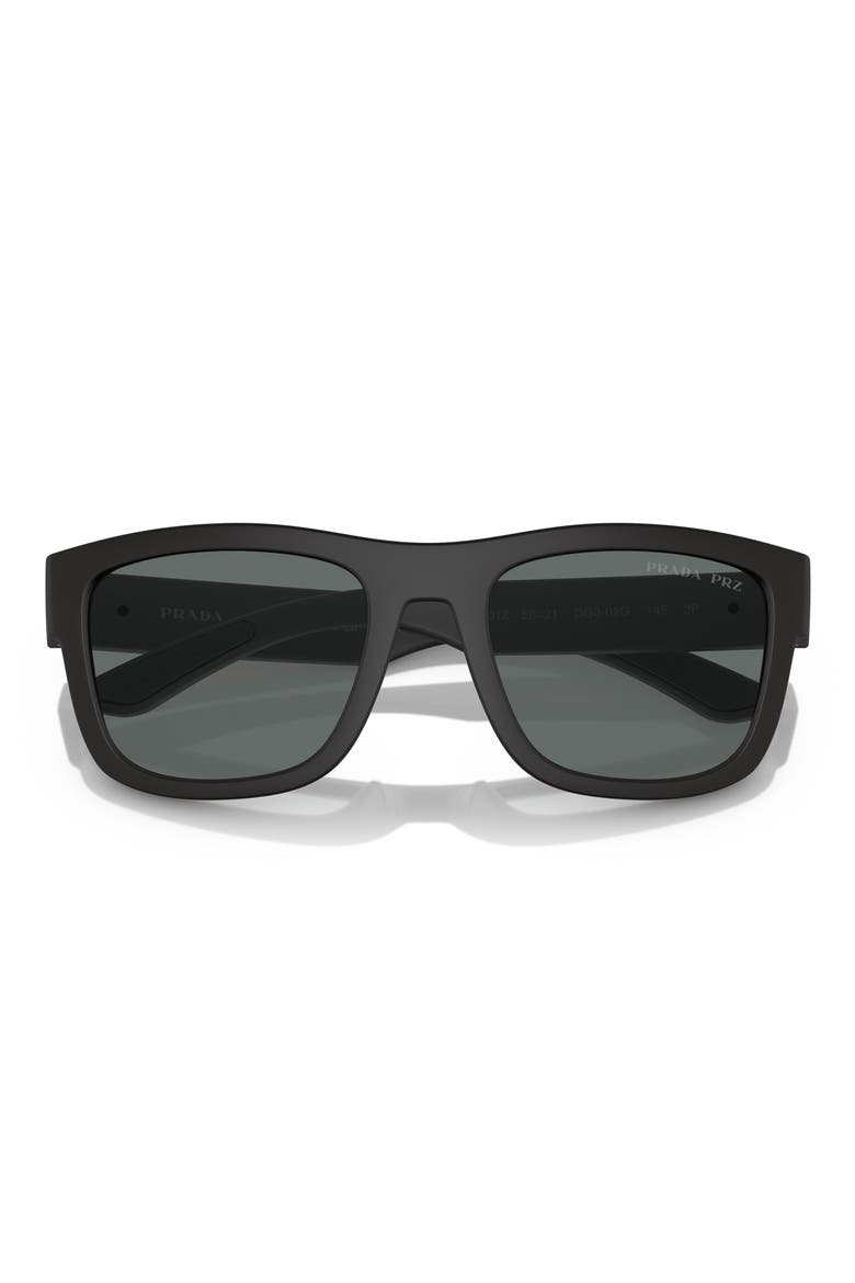53mm Polarized Pillow Sunglasses, Alternate, color, RUBBER BLACK
