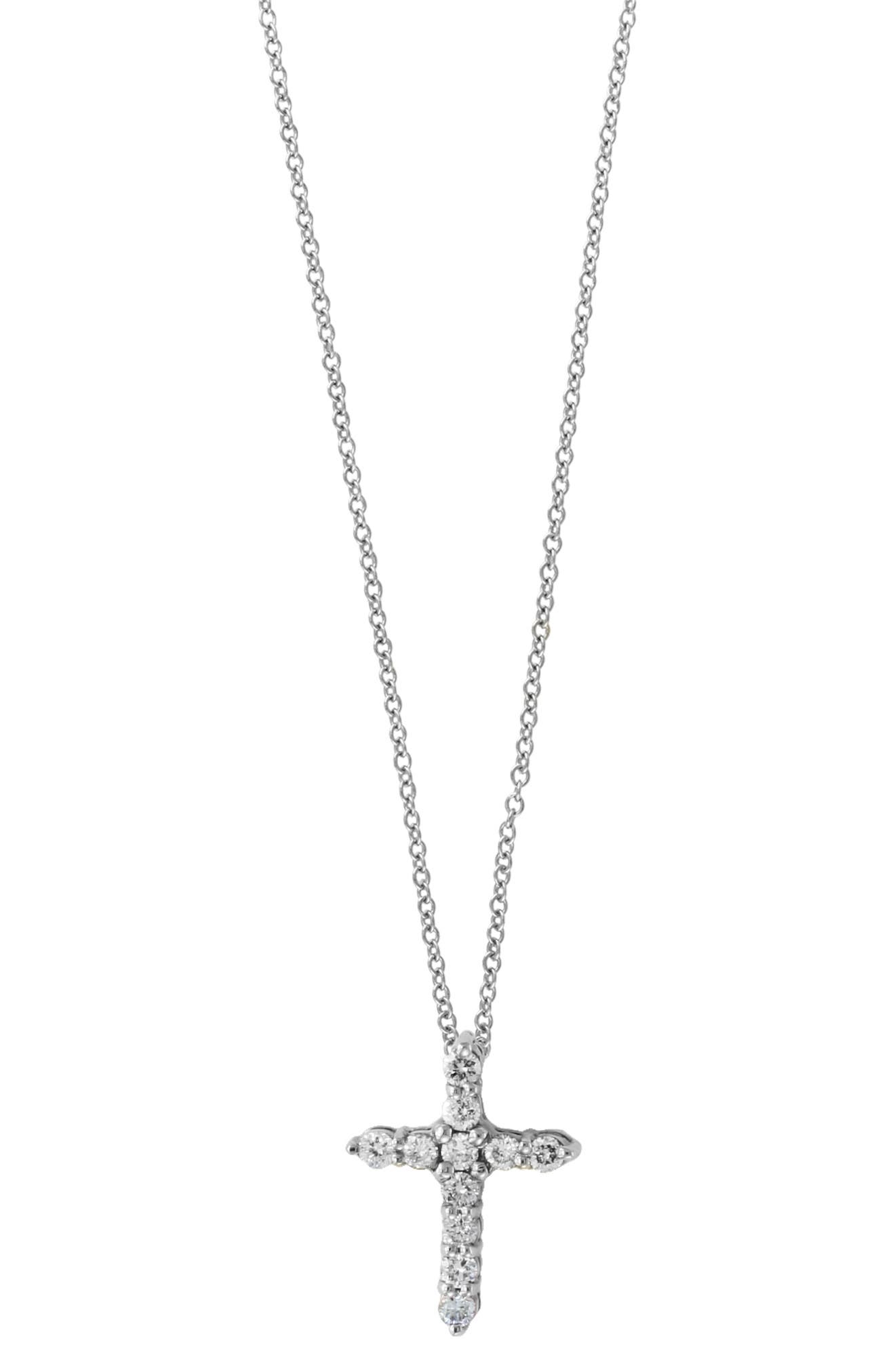 EFFY 14K White Gold Diamond Cross Pendant Necklace - 0.22 ctw