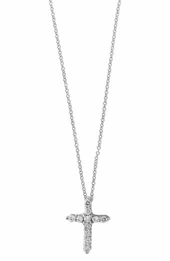 EFFY 14K White Gold Diamond Cross Pendant Necklace - 0.22 ctw