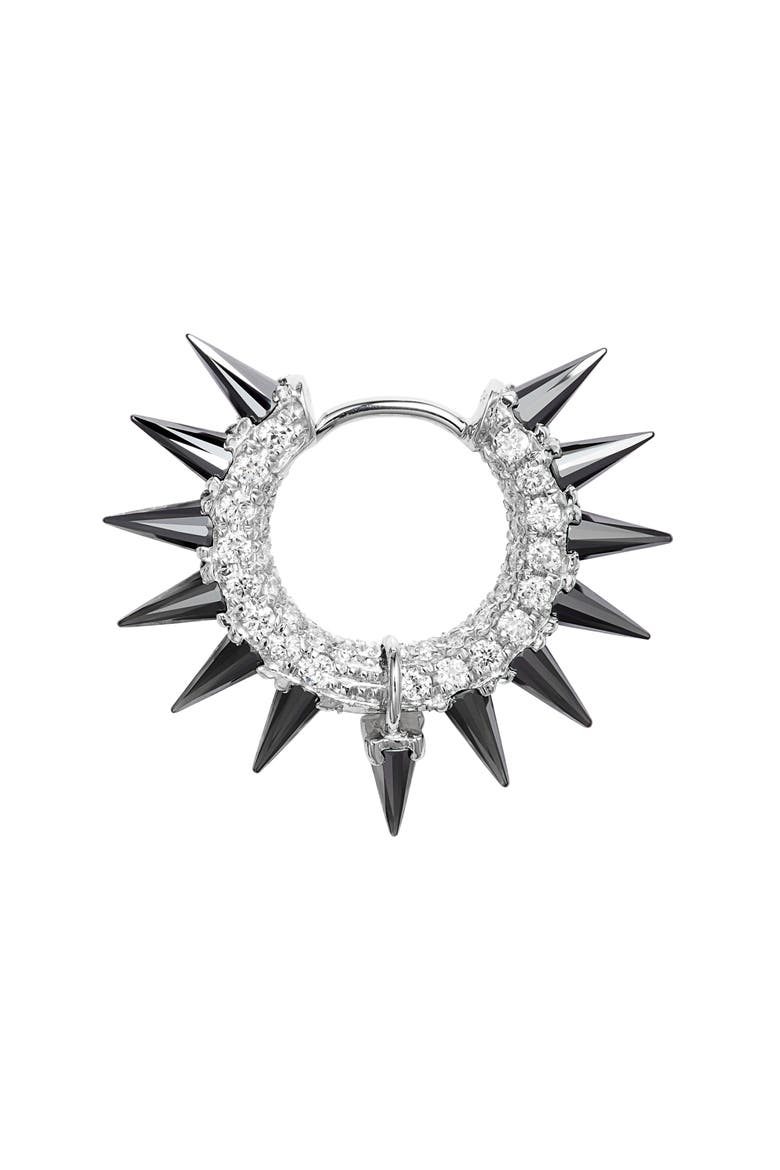 Single Diamond & Moissanite Spike Hoop Earring, Alternate, color, WHITE GOLD