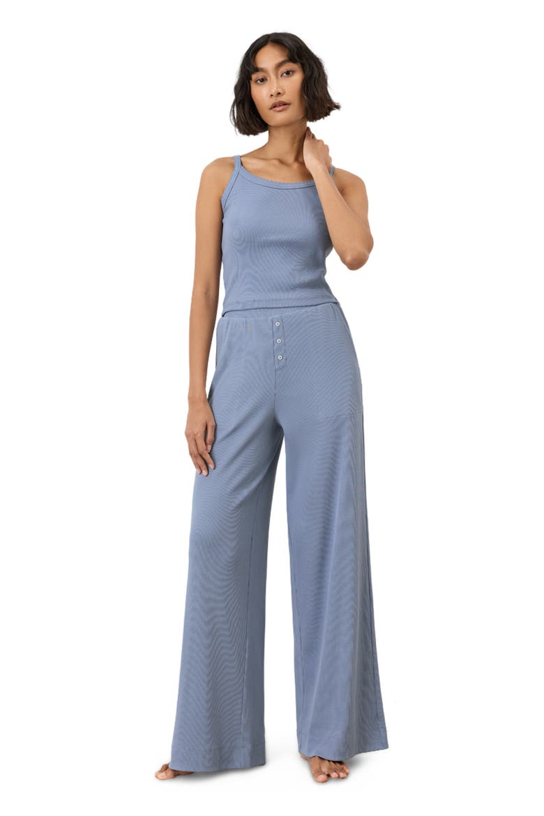 Dream Rib Wide Leg Lounge Pant Made With Organic Cotton, Alternate, color, Iris Blue