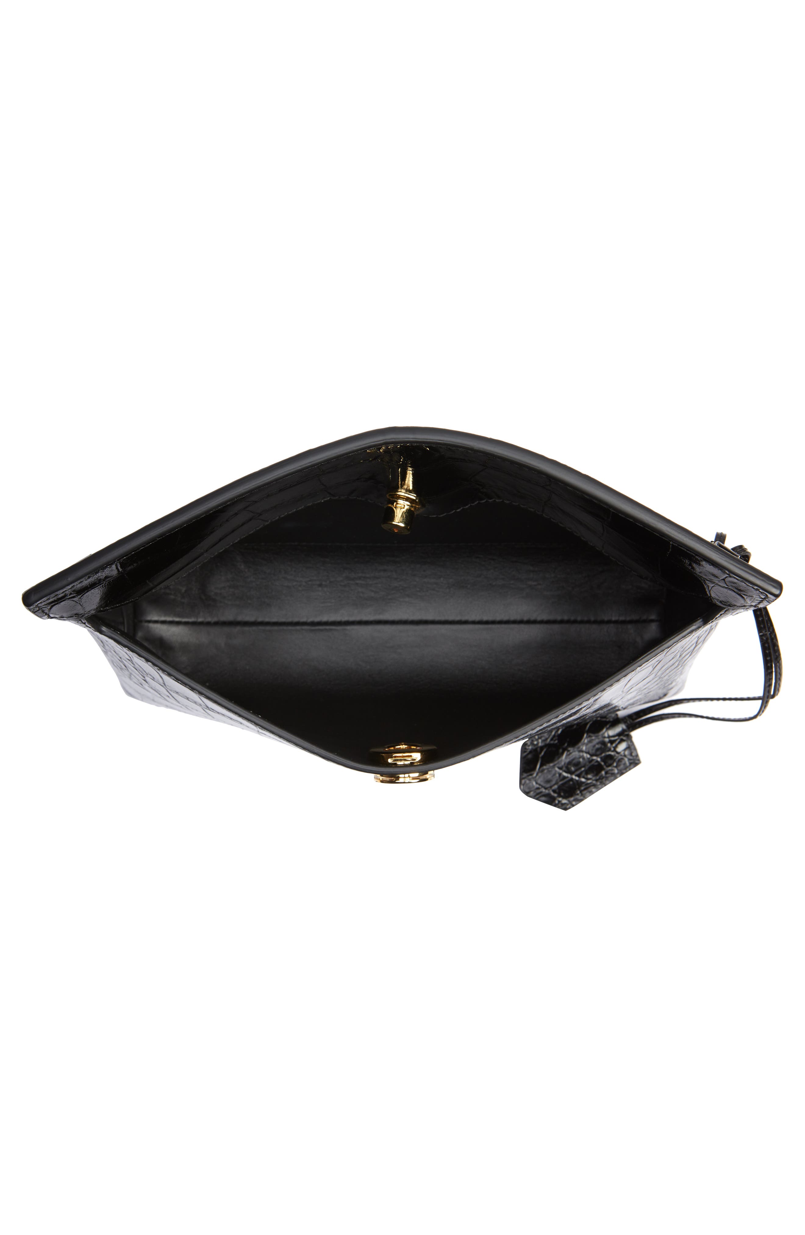 Burberry Society Embossed Leather Clutch, Alternate, color, 