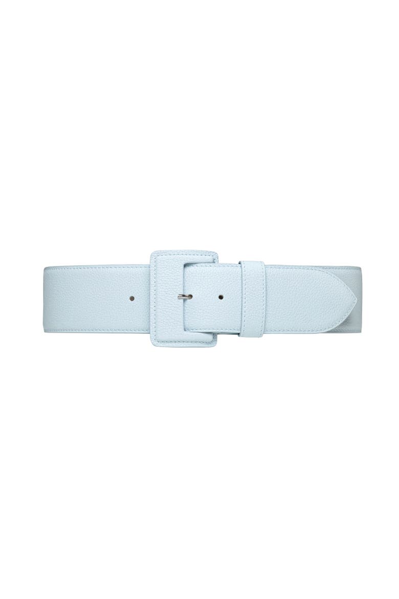 La Merveilleuse Leather Buckle Belt, Main, color, Sky