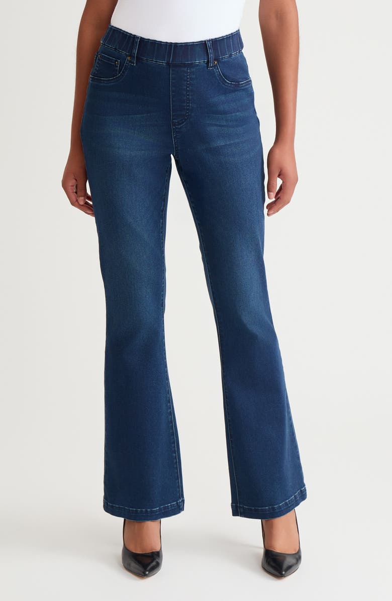 Ming Wang Pull-On Flare Jeans, Main, color, Denim
