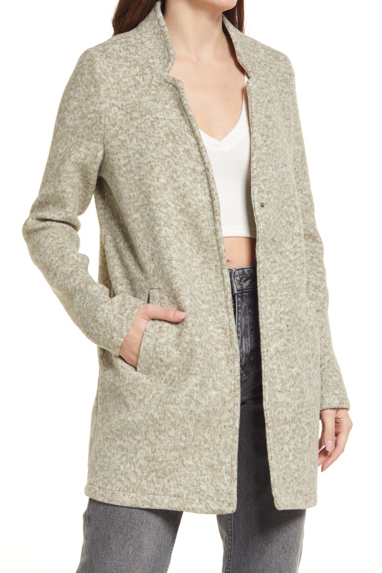 Katrine Brushed Recycled Polyester Blend Jacket, Main, color, DARK OLIVE