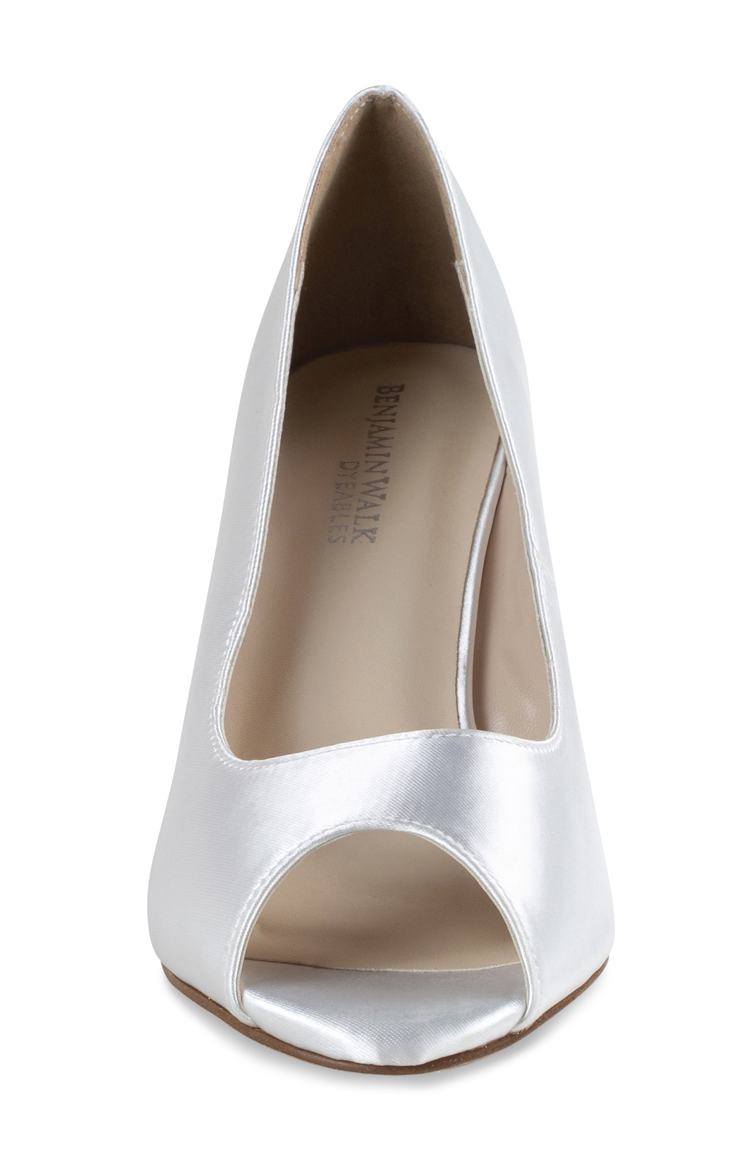 Touch Ups Nicole Peep Toe Wedge Pump, Alternate, color, White Satin