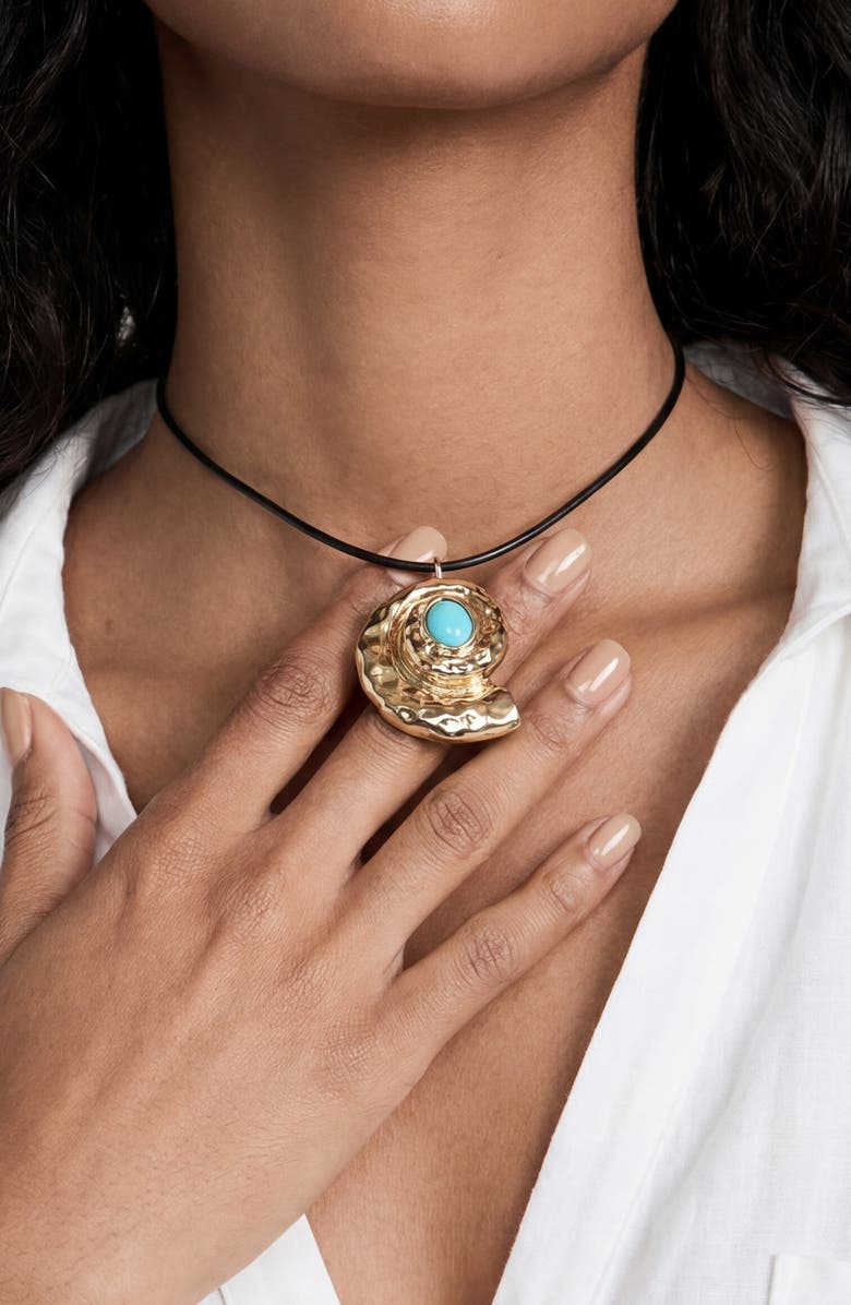 Ettika Turquoise Conch Pendant Cord Necklace, Alternate, color, Turquoise