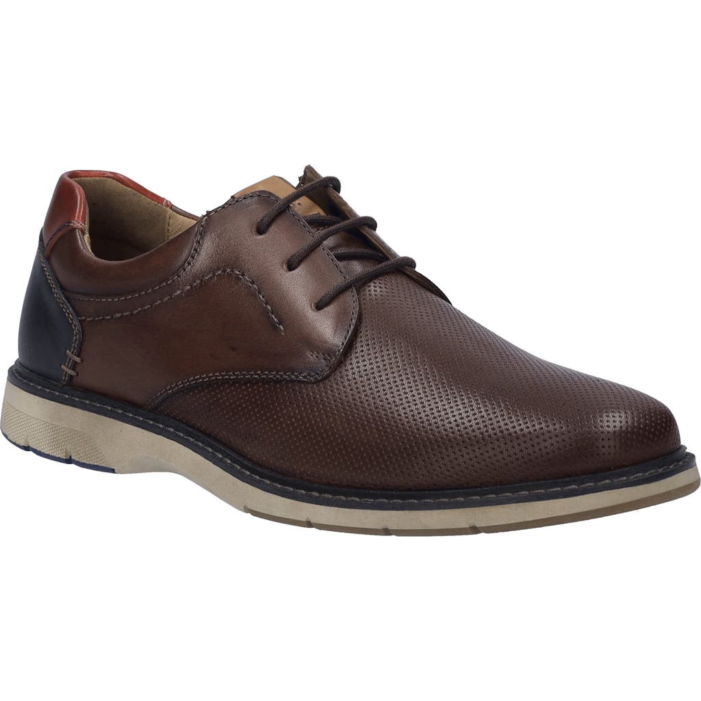 Josef Seibel Stuart 02 Perforated Leather Derby In Castagne