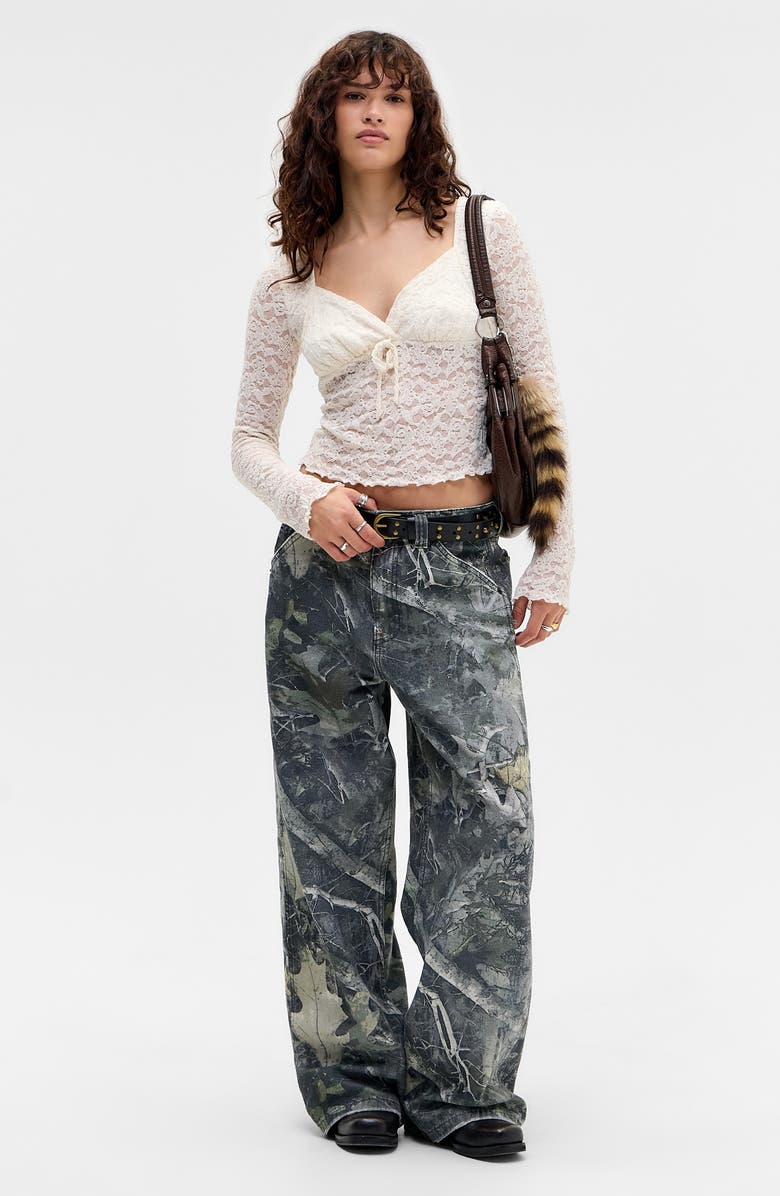 BDG Urban Outfitters Olivia Lace Long Sleeve Top, Alternate, color, Ecru