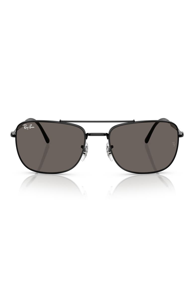 62mm Rectangular Sunglasses, Main, color, BLACK