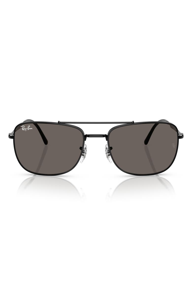 Ray-Ban 62mm Rectangular Sunglasses, Main, color, Black