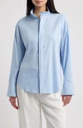 MANGO Oversize Stand Collar Woven Shirt