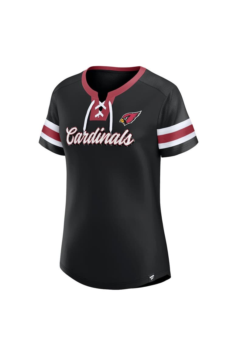 Women's Fanatics Black Arizona Cardinals Original State Lace-Up T-Shirt, Alternate, color, Black