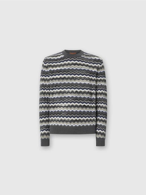 Crew Neck Sweater With Zigzag Pattern