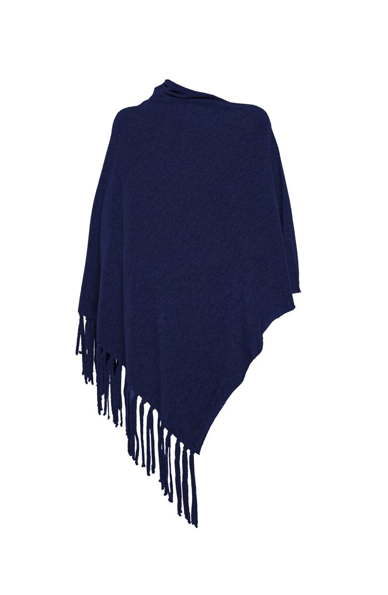 Monticelli Cashmere Pure Cashmere Poncho with Fringes, Main, color, Melange Blue