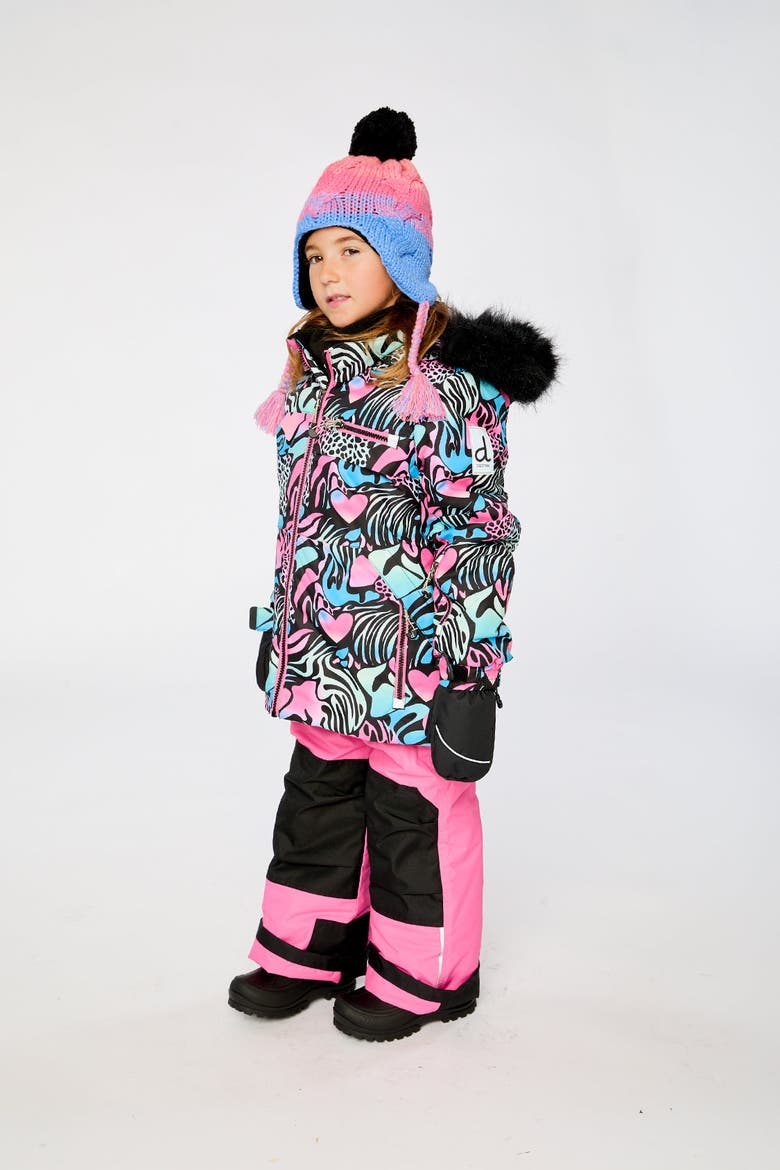 Zebra Play Jacket & Reinforced Pants Two Piece Snowsuit, Alternate, color, Black Zebra Print